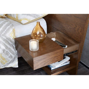 Queen Size Bed With Attached Nightstands And Hidden Storage - Pecan - R&R Furniture Gallery (Fountain Valley, CA)