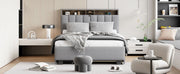 Upholstered Platform Bed With Storage Headboard, Trundle & 2 Drawers And A Set Of Sockets & USB Ports - R&R Furniture Gallery (Fountain Valley, CA)