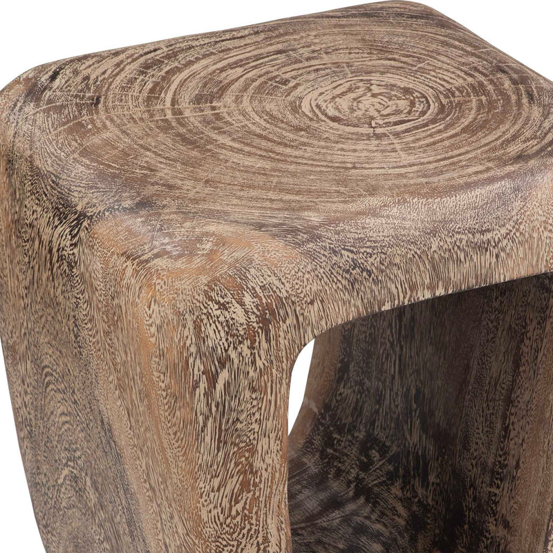 Loophole - Bleached Wash Accent Stool - Dark Brown