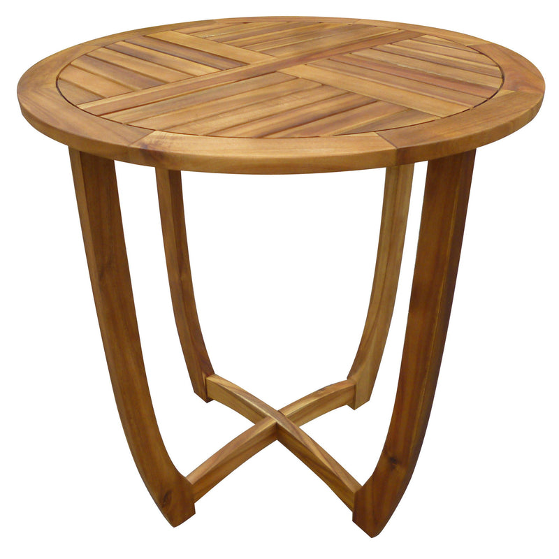 Outdoor Circular Wood Bistro Table With Curved Legs And Slat Panel Table Top - Teak - R&R Furniture Gallery (Fountain Valley, CA)