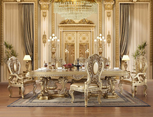 Seville - Arm Chair (Set of 2) - Synthetic Leather & Gold - R&R Furniture Gallery (Fountain Valley, CA)