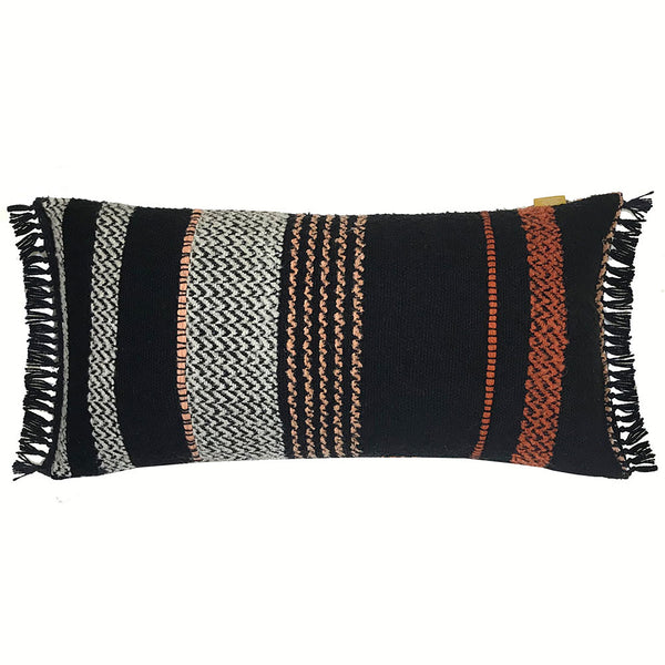 15" X 28" Pillow With Filler - Black And Multicolor