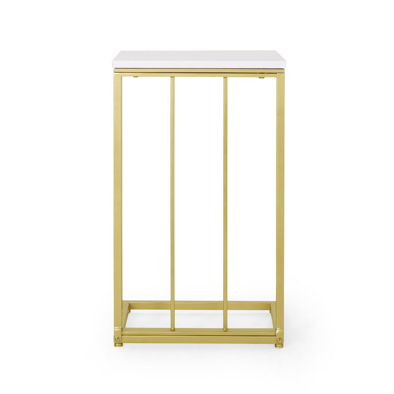 Modern Glam C-Shape End Table by Noble House, sleek chair side table with a stylish design and polished finish.