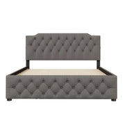 Upholstered Platform Bed With Trundle And 2 Sets Of USB Ports On Each Side, Fabric - R&R Furniture Gallery (Fountain Valley, CA)