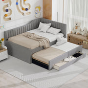 Upholstered Daybed With Trundle And 3 Drawers - R&R Furniture Gallery (Fountain Valley, CA)