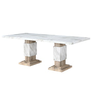 Global Furniture USA Stacey beige dining table with pedestal base, modern design suitable for contemporary dining rooms.