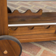 Wood And Aluminum Bar Cart With 2 Shelves - Oak / Silver - R&R Furniture Gallery (Fountain Valley, CA)