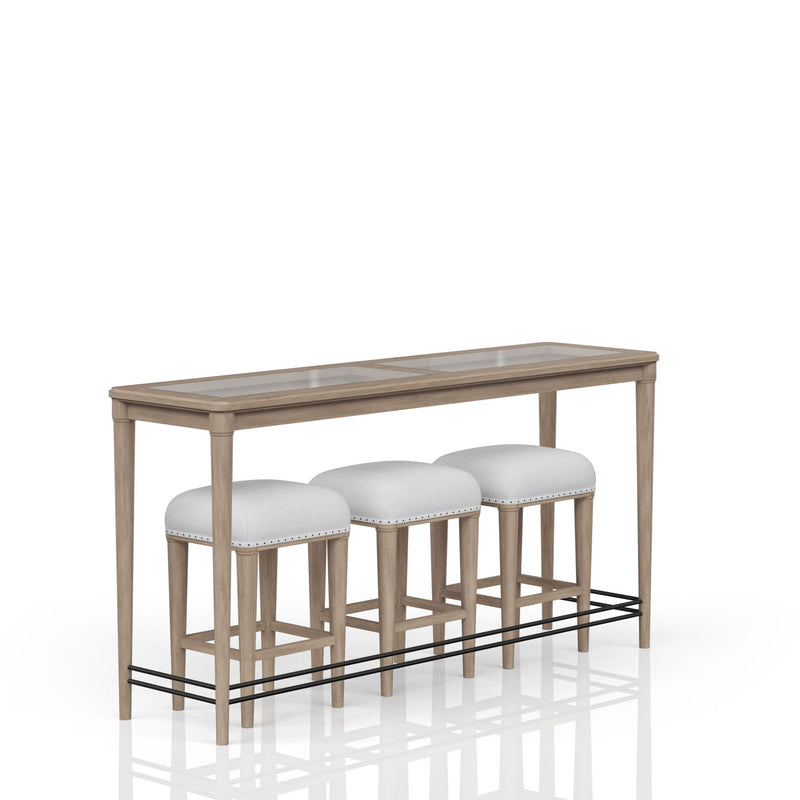Glass Console Table With 3 Stools - Frosted - R&R Furniture Gallery (Fountain Valley, CA)