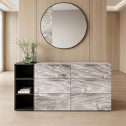 Maranello - Modern Grey Faux Marble Mirror — view 3