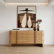 Newhart - Modern Beige Fabric + Natural Oak 4-Piece Bedroom Set — view 3