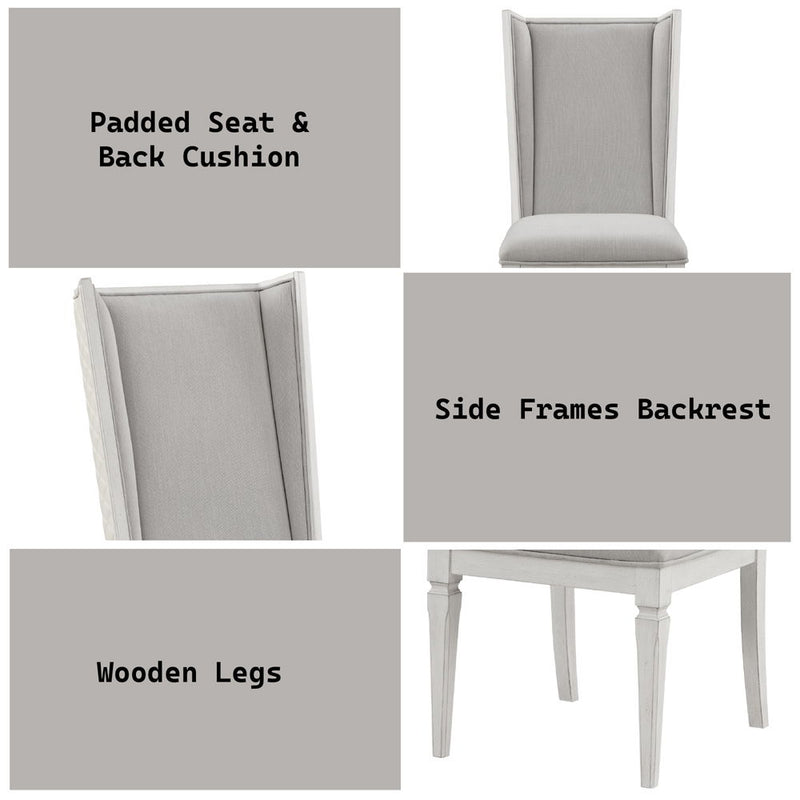 Katia - Hostess Chair (Set of 2) - Light Gray Linen & Weathered White - R&R Furniture Gallery (Fountain Valley, CA)