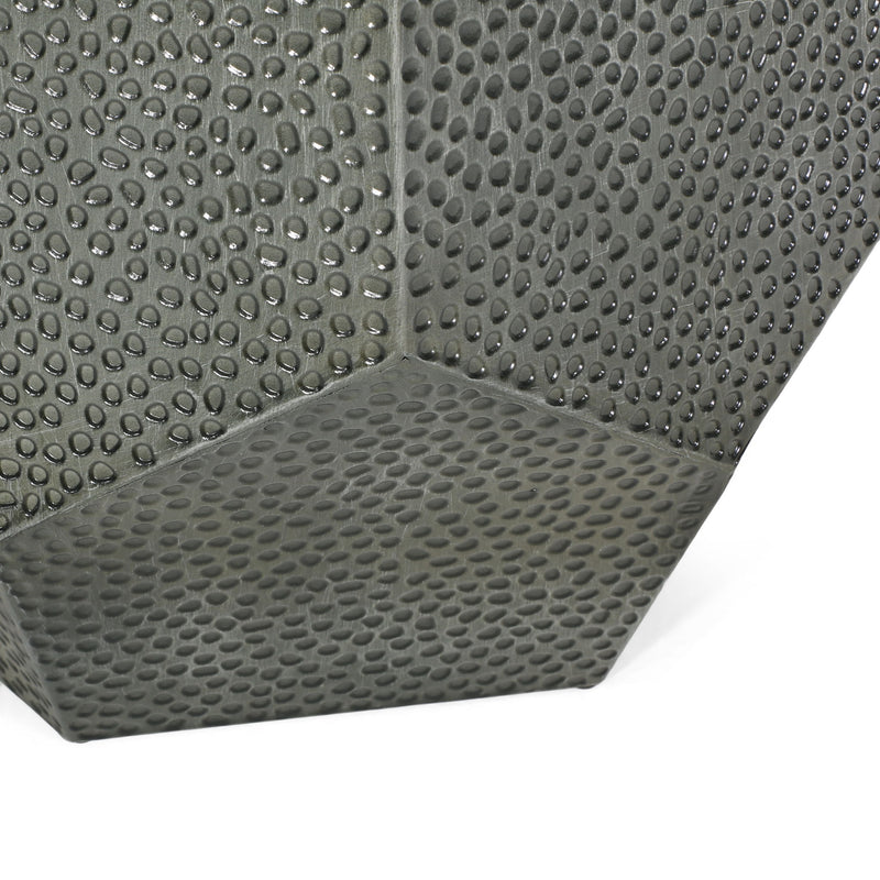 Modern hammered iron geometric end table by Noble House with a sleek, contemporary design and textured metal finish.