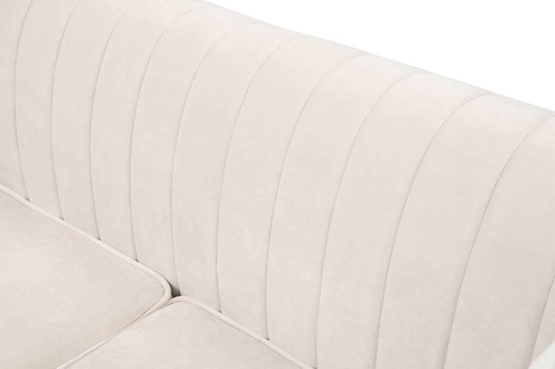 Glory Furniture Delray micro suede stationary sofa with plush cushions and modern design, shown in a stylish living room setting.