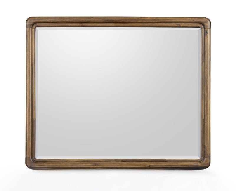 Modus Boka beveled glass wall or dresser mirror in Impala finish, showcasing sleek design and reflective glass surface.