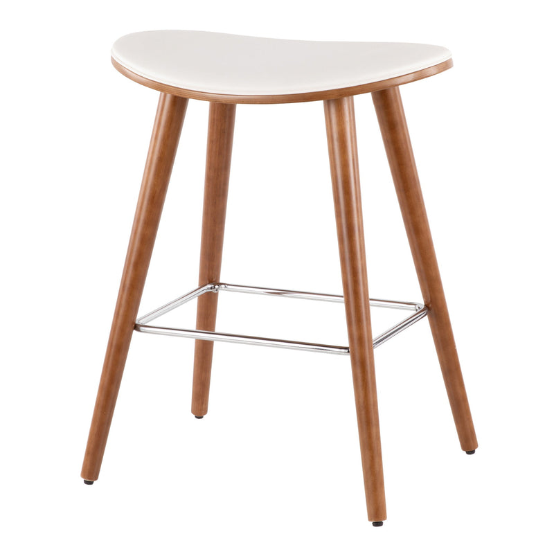 Lumi Source contemporary saddle counter stool set with upholstered seats and metal legs, modern design for kitchen or bar area.