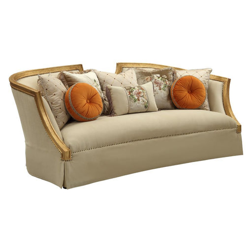 Daesha - Sofa With 8 Pillows - Tan Flannel & Antique Gold - R&R Furniture Gallery (Fountain Valley, CA)