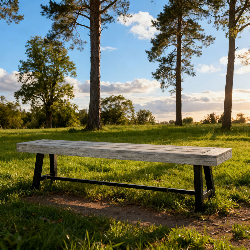 Noble House Carlisle dining bench with wooden seat and sturdy legs, ideal for kitchen or dining room seating.