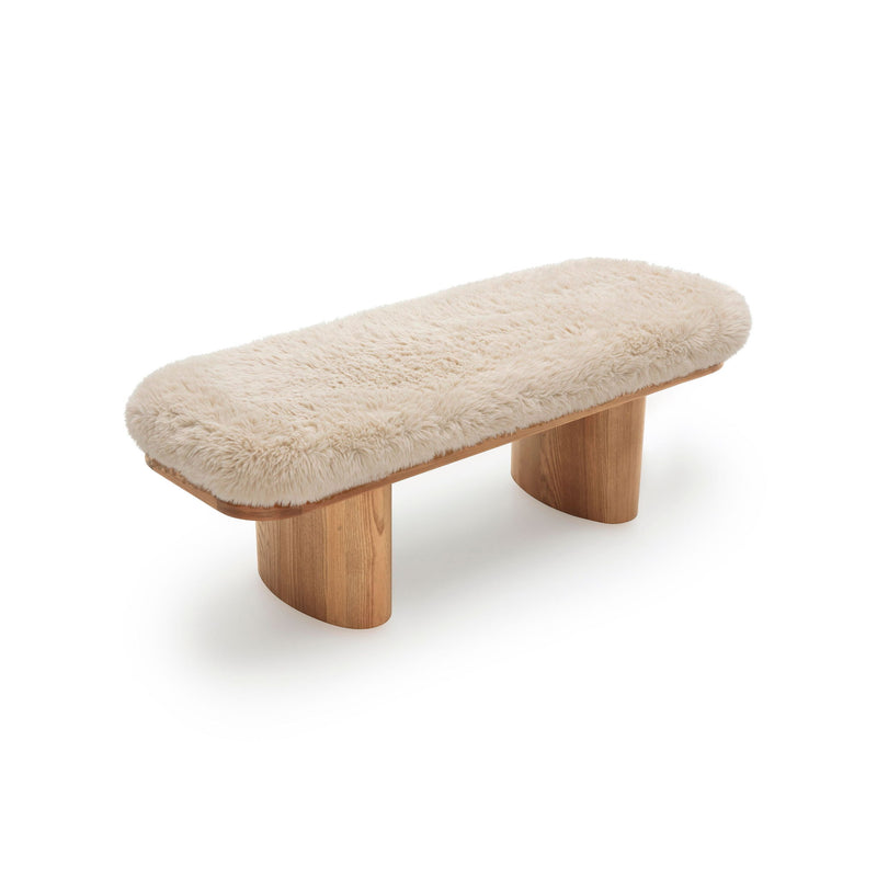 Upholstered Ollie Straight Bench by TOV Furniture featuring a sleek, padded seat and modern design for versatile seating.