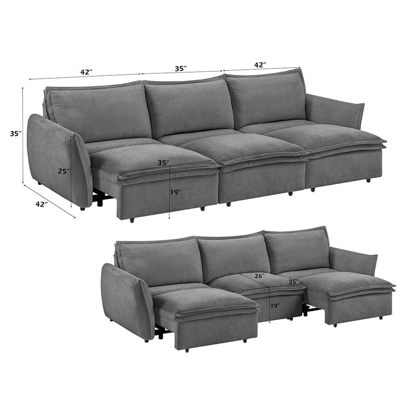 Eaden - Power Sofa With Sleeper - Gray Chenille - R&R Furniture Gallery (Fountain Valley, CA)