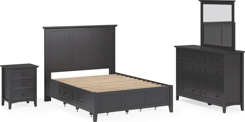 Grace Three Drawer Nightstand in Raven Black