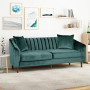 Contemporary Noble House 3-seater stationary sofa with accent pillows and plush fabric, modern living room furniture.
