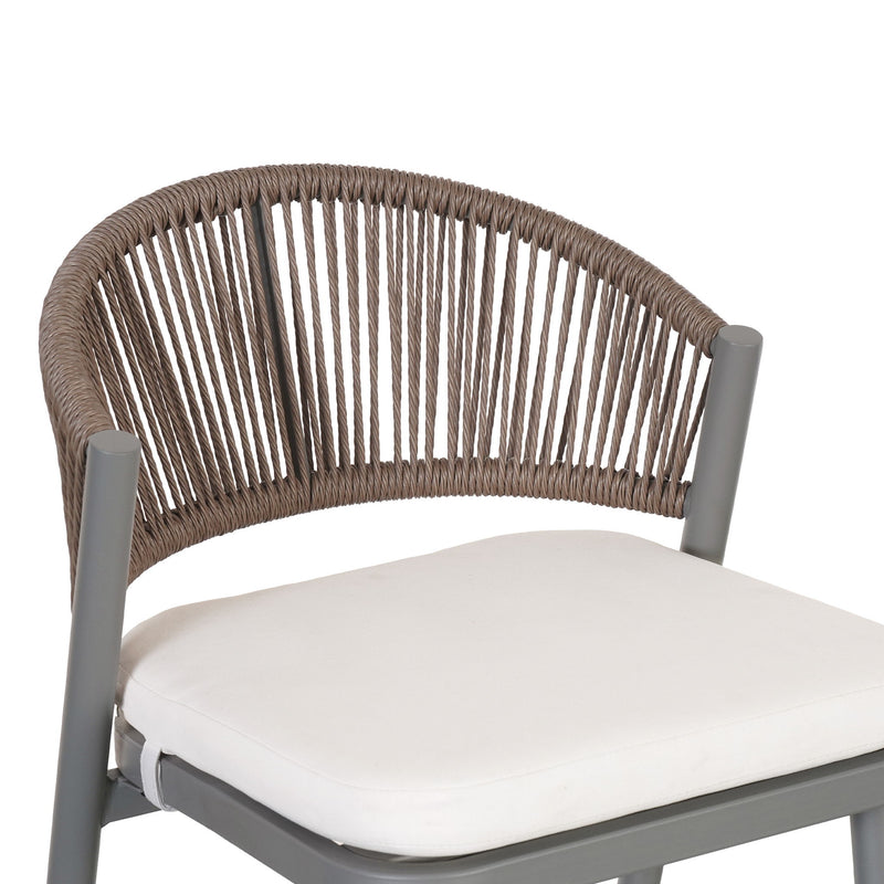 Outdoor Bar Height Metal Frame Counter Stools With Scallop Shaped Backrest & Water Resistant Cushions - R&R Furniture Gallery (Fountain Valley, CA)