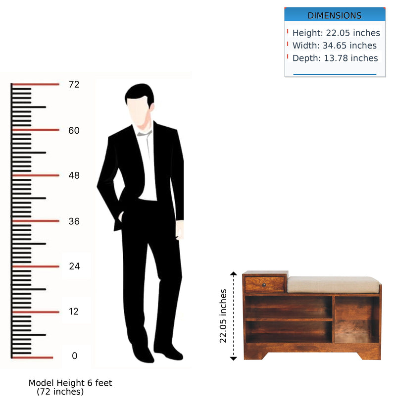 Retreat - Shoe Bench, 1 Drawer - Chestnut - R&R Furniture Gallery (Fountain Valley, CA)