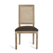 French Country Dining Chair With Rectangular Cane Backrest And Smooth Upholstered Seating - R&R Furniture Gallery (Fountain Valley, CA)