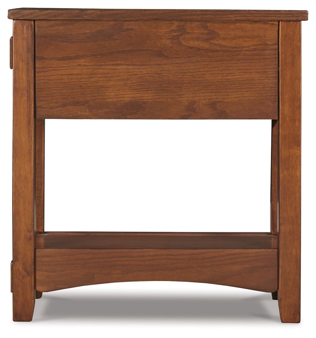 Breegin - Chair Side End Table - 1 Drawer - Brown - R&R Furniture Gallery (Fountain Valley, CA)