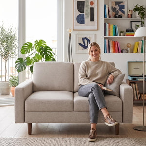 US Pride loveseat sofa with two removable cushioned seats, perfect for living room relaxation and stylish seating.