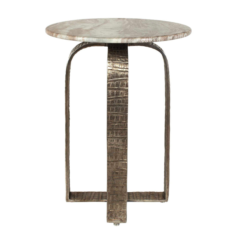 Warner - Indoor-Outdoor Side Table - Antiqued Champagne / White
