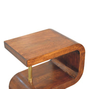 S Curve Brass Bedside Table - Dark Brown - R&R Furniture Gallery (Fountain Valley, CA)