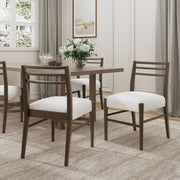 Noble House farmhouse style dining chair set with ladder back design, featuring wooden chairs with woven seats for rustic dining rooms.