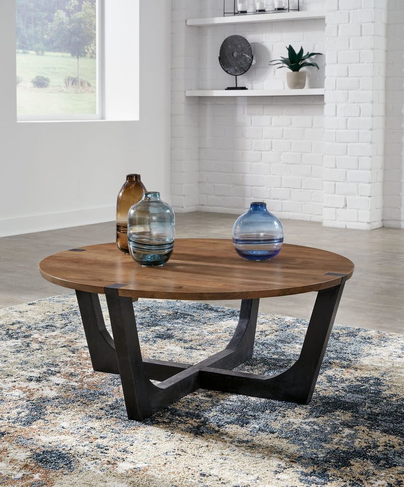 Hanneforth - Round Cocktail Table - Brown - R&R Furniture Gallery (Fountain Valley, CA)