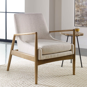 Uttermost Bev white accent arm chair with plush upholstered seat and sleek modern design, perfect for contemporary living spaces.