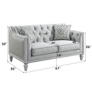 Katia - Loveseat With 2 Pillows - Light Gray Linen & Weathered White - R&R Furniture Gallery (Fountain Valley, CA)
