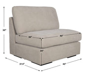 Uttermost Refuge armless stationary sofa with plush fabric upholstery and modern design, shown in a stylish living room setting.