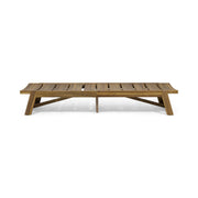 Noble House outdoor chaise lounge with adjustable seating and yellow-brown slat panels, ideal for relaxing outdoors.