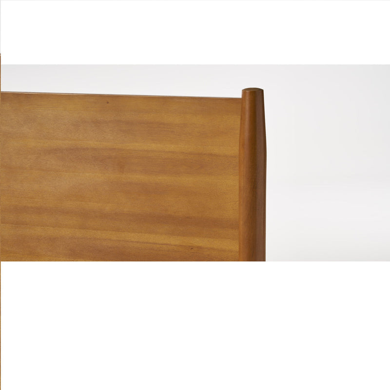 Noble House Okioki mid-century natural stained solid acacia wood platform bed with sleek, modern design and sturdy construction.