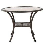 Outdoor Table With Woven Rattan Design - Brown - R&R Furniture Gallery (Fountain Valley, CA)
