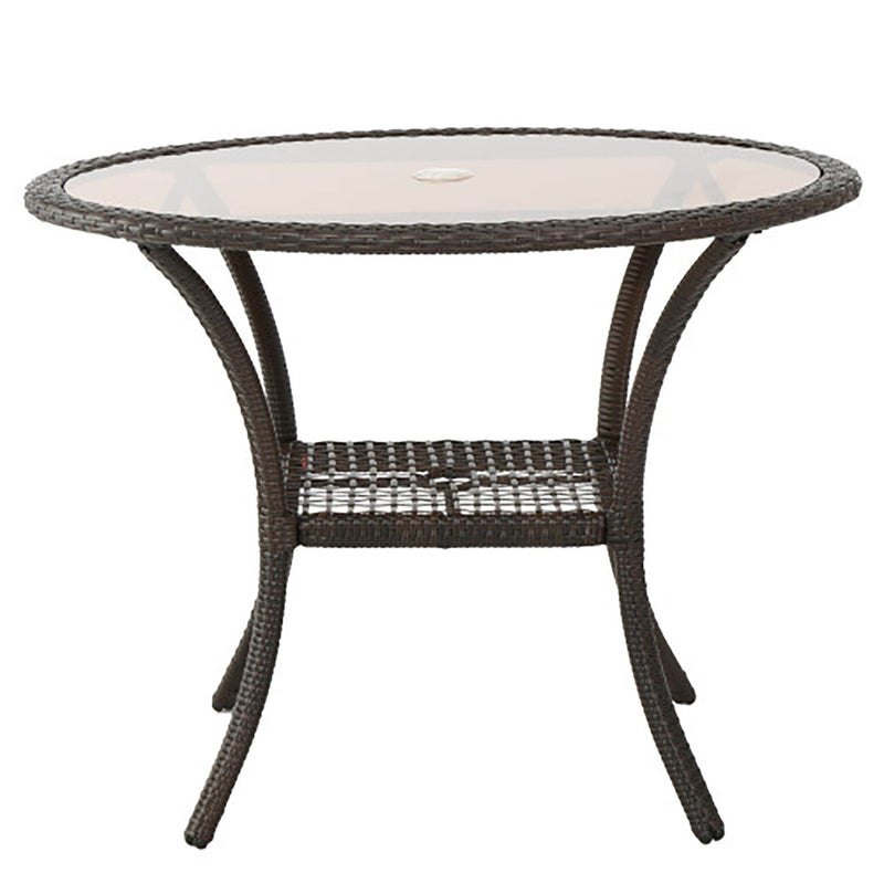 Outdoor Table With Woven Rattan Design - Brown - R&R Furniture Gallery (Fountain Valley, CA)