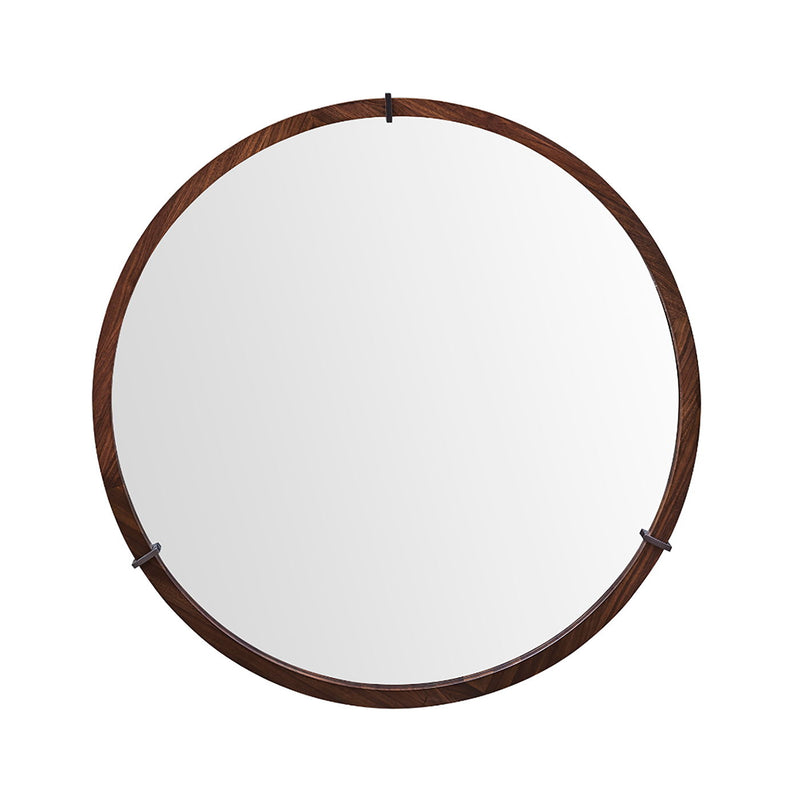 Hausen - Mid-Century Modern Round Accent Wall Mirror - Brown Walnut - R&R Furniture Gallery (Fountain Valley, CA)