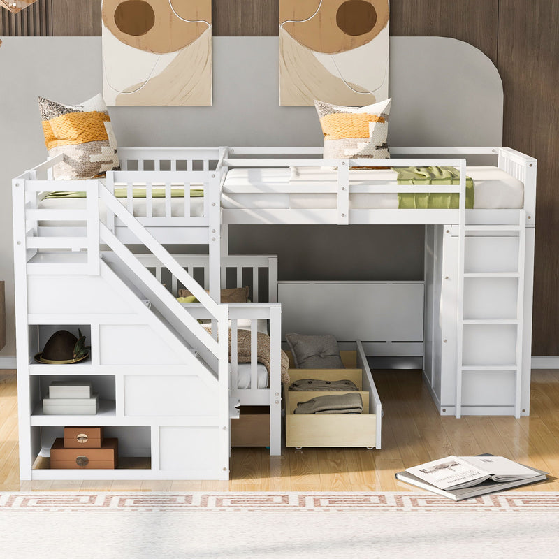 L Shaped Bunk Bed With 3 Drawers, Portable Desk And Wardrobe - R&R Furniture Gallery (Fountain Valley, CA)