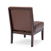 Dark brown Noble House armless accent chair with tufted waffle stitch upholstery and modern design.