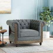 Fabric Upholstered Club Chair With Scrolled Tuxedo Arms - R&R Furniture Gallery (Fountain Valley, CA)