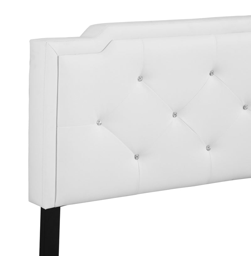Upholstered button tufted bed by Glory Furniture in cozy bedroom setting with soft fabric and elegant design.