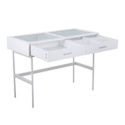 Lumi Source Emery contemporary console table with sleek wooden top and metal frame, ideal for entryways or living room decor.
