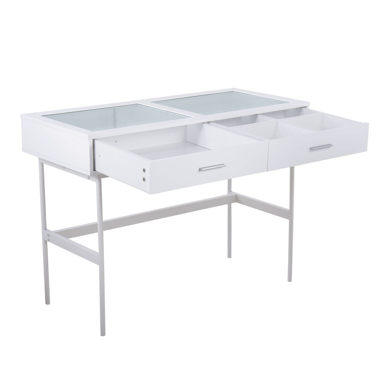 Lumi Source Emery contemporary console table with sleek wooden top and metal frame, ideal for entryways or living room decor.