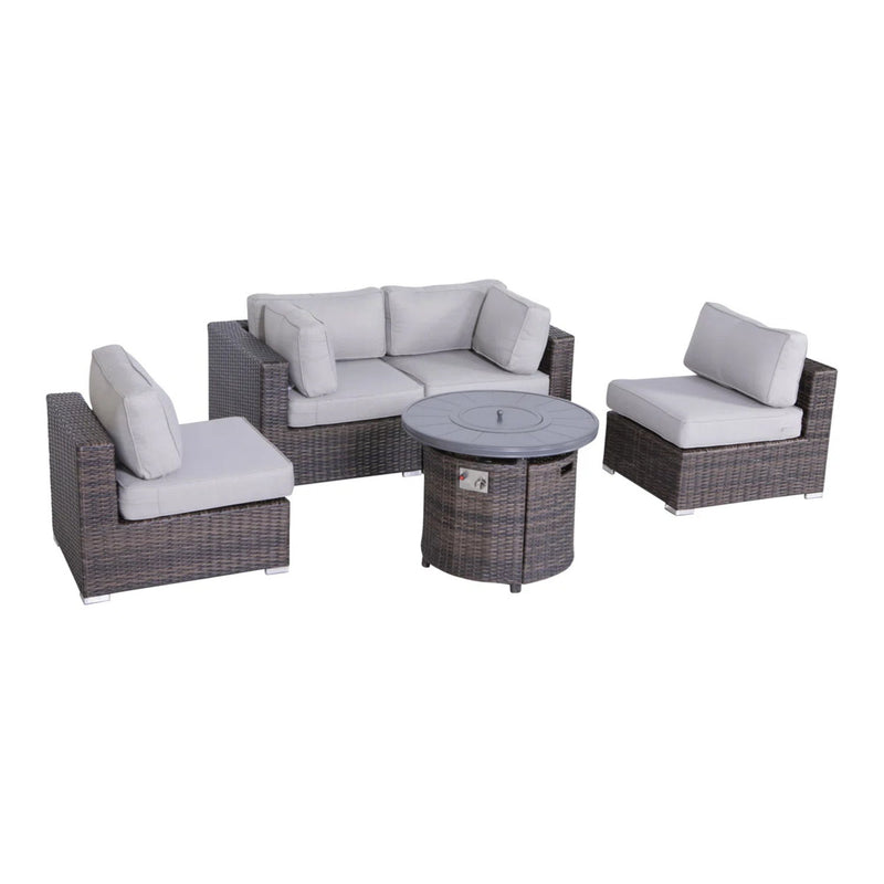 Wicker Outdoor Lounge Set With Cushions And Fire Pit - R&R Furniture Gallery (Fountain Valley, CA)