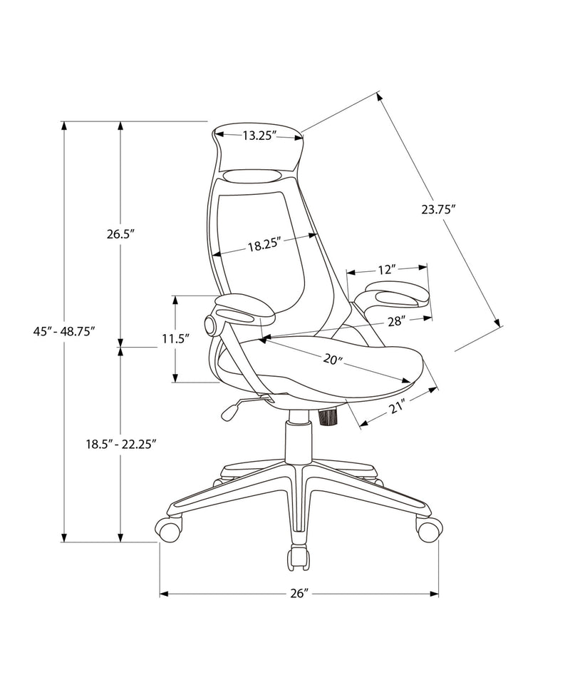 Office Chair, Adjustable Height, Swivel, Ergonomic, Armrests, Contemporary & Modern - R&R Furniture Gallery (Fountain Valley, CA)